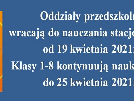 Funkcjonowanie szkół od 19 kwietnia