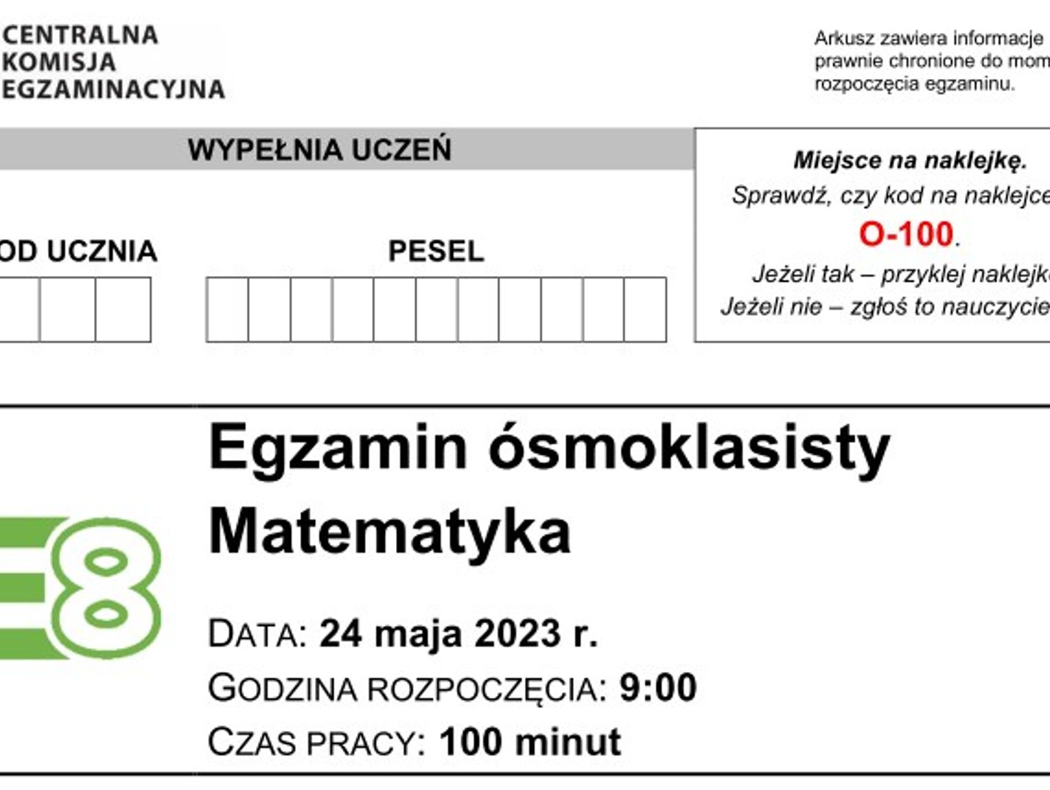 Probny Egzamin Osmoklasisty Matematyka 2023 Egzamin Ósmoklasisty 2023