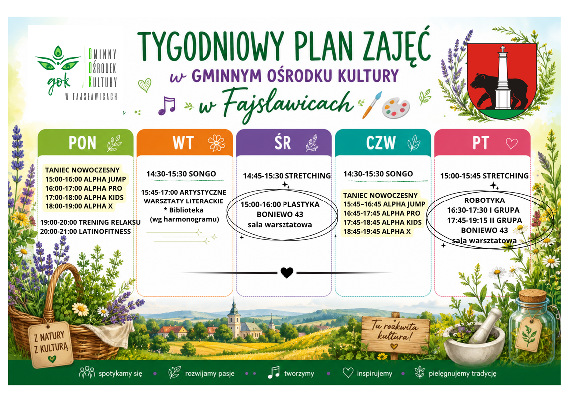 Zajęcia w Gminnym Ośrodku Kultury Zajęcia w Gminnym Ośrodku Kultury
