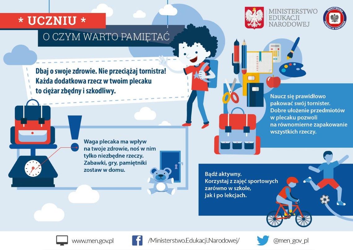 Zalecenia dotyczące tornistrów szkolnych